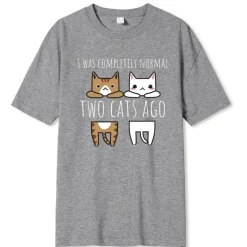 Lustiges Katzen-T-Shirt - Vor zwei Katzen war ich normal