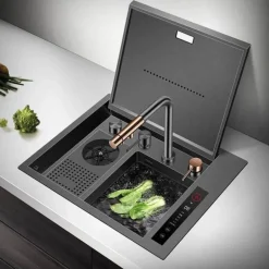 Luxuriöse Nano-Küchenspüle in Schwarz – Hydro-Reinigungssystem