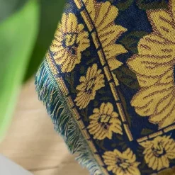 Luxuriöse Strickdecke mit Sonnenblumenmotiv – pastorale dekorative Sofa-Tagesdecke