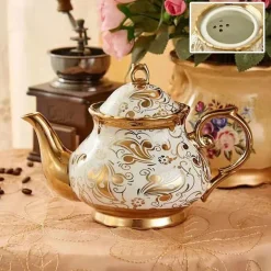 Luxuriöse Teekanne aus Porzellan mit Filter – Teekanne mit großem Fassungsvermögen