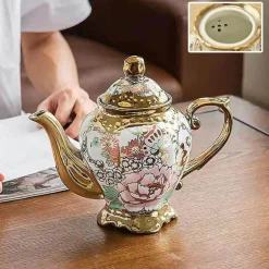 Luxuriöse Teekanne aus Porzellan mit Filter – Teekanne mit großem Fassungsvermögen