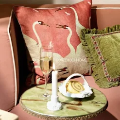 Luxuriöser Chenille-Kissenbezug mit Rüschen in Grün – Dekoratives 35x45-Kissen für stilvolle Wohndekoration