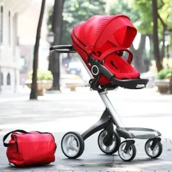 Luxuriöser High-End-Kinderwagen in Rot – High Landscape Design