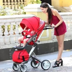 Luxuriöser High-End-Kinderwagen in Rot – High Landscape Design