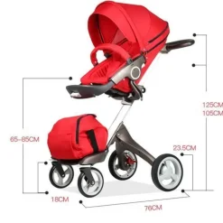 Luxuriöser High-End-Kinderwagen in Rot – High Landscape Design