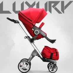 Luxuriöser High-End-Kinderwagen in Rot – High Landscape Design