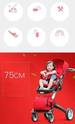 Luxuriöser High-End-Kinderwagen in Rot – High Landscape Design