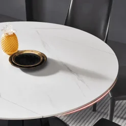 Luxuriöser ovaler ausziehbarer Marmor-Esstisch – Modernes Rock Plate Design