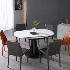 Luxuriöser ovaler ausziehbarer Marmor-Esstisch – Modernes Rock Plate Design