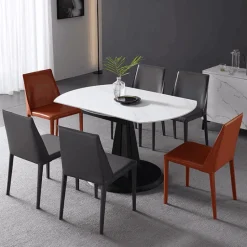 Luxuriöser ovaler ausziehbarer Marmor-Esstisch – Modernes Rock Plate Design