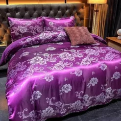 Luxuriöses Jacquard-Bettwäscheset für Kingsize-Betten – Bettbezug, Steppdecken, hochwertige Heimtextilien