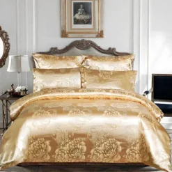 Luxuriöses Jacquard-Bettwäscheset für Kingsize-Betten – Bettbezug, Steppdecken, hochwertige Heimtextilien