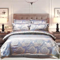 Luxuriöses Jacquard-Bettwäscheset für Kingsize-Betten – Bettbezug, Steppdecken, hochwertige Heimtextilien