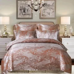 Luxuriöses Jacquard-Bettwäscheset für Kingsize-Betten – Bettbezug, Steppdecken, hochwertige Heimtextilien