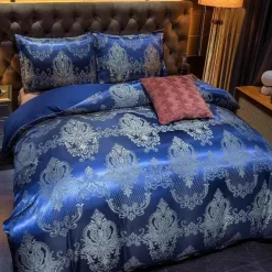 Luxuriöses Jacquard-Bettwäscheset für Kingsize-Betten – Bettbezug, Steppdecken, hochwertige Heimtextilien