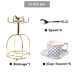 Luxuriöses Kaffee- und Teeservice aus goldenem Bone China – elegante Porzellankeramik