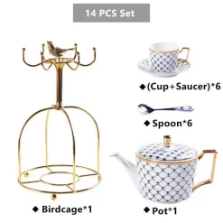 Luxuriöses Kaffee- und Teeservice aus goldenem Bone China – elegante Porzellankeramik