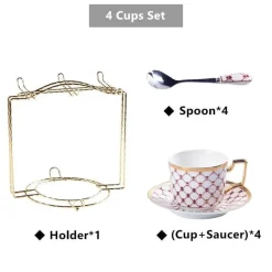 Luxuriöses Kaffee- und Teeservice aus goldenem Bone China – elegante Porzellankeramik