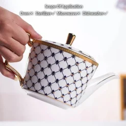 Luxuriöses Kaffee- und Teeservice aus goldenem Bone China – elegante Porzellankeramik