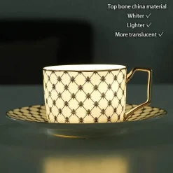 Luxuriöses Kaffee- und Teeservice aus goldenem Bone China – elegante Porzellankeramik