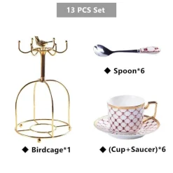 Luxuriöses Kaffee- und Teeservice aus goldenem Bone China – elegante Porzellankeramik