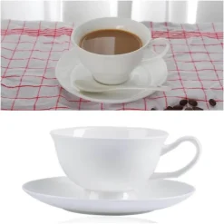 Luxuriöses Kaffeetassen-Set aus Knochenporzellan – 200 ml Tasse mit Untertasse und Löffel