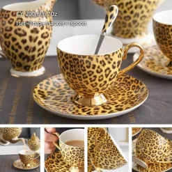 Luxuriöses Kaffeetassen-Set aus Knochenporzellan – 200 ml Tasse mit Untertasse und Löffel