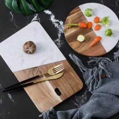 Luxuriöses Käsebrett aus Marmorholz – Elegantes Wursttablett