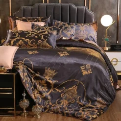 Luxuriöses Satin-Jacquard-Bettbezug-Set – Bettwäsche mit Reißverschluss