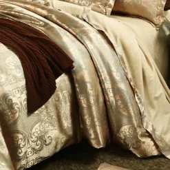 Luxuriöses Satin-Jacquard-Bettbezug-Set – Bettwäsche mit Reißverschluss