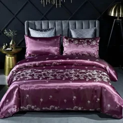 Luxuriöses Satin-Jacquard-Bettbezug-Set – Bettwäsche mit Reißverschluss