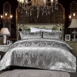Luxuriöses Satin-Jacquard-Bettbezug-Set – Bettwäsche mit Reißverschluss