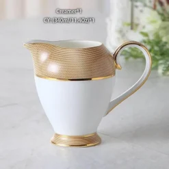 Luxuriöses Tee- und Kaffeeset aus goldenem Bone China – elegantes Trinkgeschirr aus Porzellan