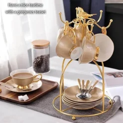 Luxuriöses Tee- und Kaffeeset aus goldenem Bone China – elegantes Trinkgeschirr aus Porzellan