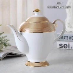 Luxuriöses Tee- und Kaffeeset aus goldenem Bone China – elegantes Trinkgeschirr aus Porzellan