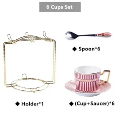 Luxuriöses Tee- und Kaffeeset aus Bone China – Elegantes Trinkgeschirr aus goldfarbenem Porzellan