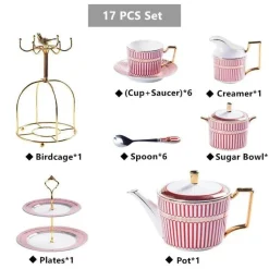 Luxuriöses Tee- und Kaffeeset aus Bone China – Elegantes Trinkgeschirr aus goldfarbenem Porzellan