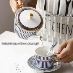 Luxuriöses Tee- und Kaffeeset aus Bone China – Elegantes Trinkgeschirr aus goldfarbenem Porzellan