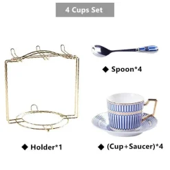 Luxuriöses Tee- und Kaffeeset aus Bone China – Elegantes Trinkgeschirr aus goldfarbenem Porzellan