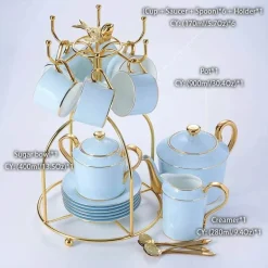 Luxuriöses Tee- und Kaffeeset aus Porzellan – Teekanne mit Tassen aus Bone China