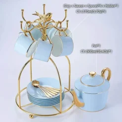 Luxuriöses Tee- und Kaffeeset aus Porzellan – Teekanne mit Tassen aus Bone China