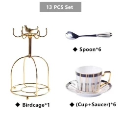 Luxuriöses Tee- und Kaffeeset aus Bone China – Trinkgeschirr aus Porzellan mit Goldeinlage