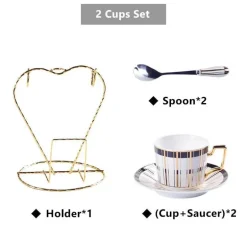 Luxuriöses Tee- und Kaffeeset aus Bone China – Trinkgeschirr aus Porzellan mit Goldeinlage