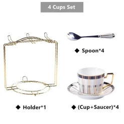 Luxuriöses Tee- und Kaffeeset aus Bone China – Trinkgeschirr aus Porzellan mit Goldeinlage