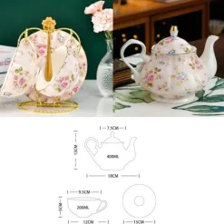 Luxuriöses Teeservice aus Bone China – Elegantes Teekannen-/Tassenset