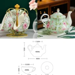 Luxuriöses Teeservice aus Bone China – Elegantes Teekannen-/Tassenset