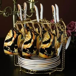 Luxuriöses Teetassen-Set aus Bone China – Elegante Kaffeetassen im europäischen Stil