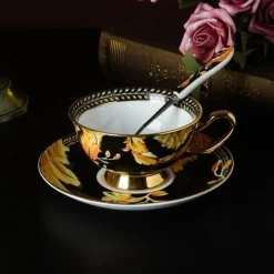 Luxuriöses Teetassen-Set aus Bone China – Elegante Kaffeetassen im europäischen Stil