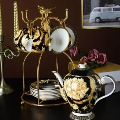 Luxuriöses Teetassen-Set aus Bone China – Elegante Kaffeetassen im europäischen Stil