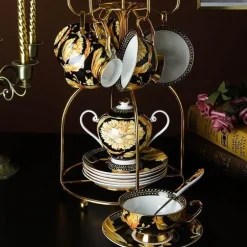 Luxuriöses Teetassen-Set aus Bone China – Elegante Kaffeetassen im europäischen Stil